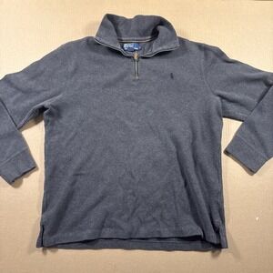 Men's Polo Ralph Lauren Quarter Zip Sweater Gray Size Large Pullover